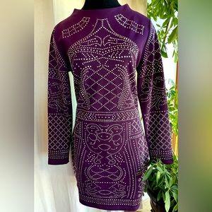 New Juniors Meaneor Short Eggplant Blinged Fashion Dress (Y-W1)